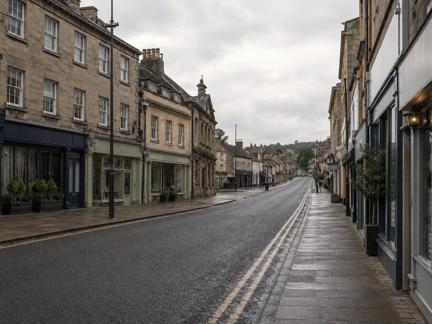 A market-town street of homes