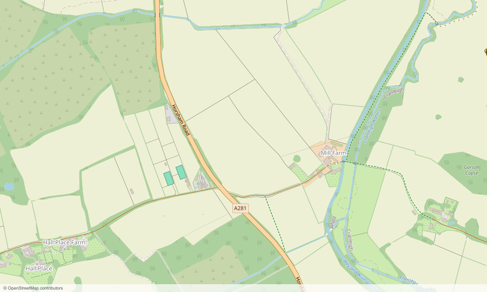 An illustrative rural site shown on a map, with the site boundary marked in red