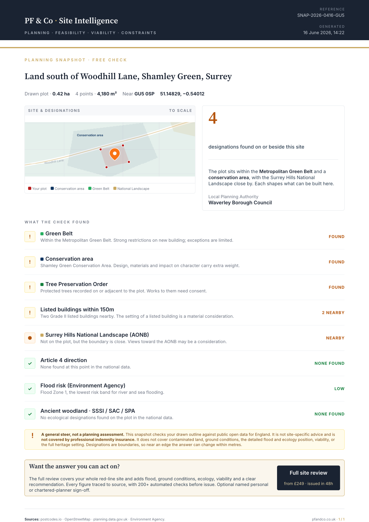 Sample planning snapshot PDF